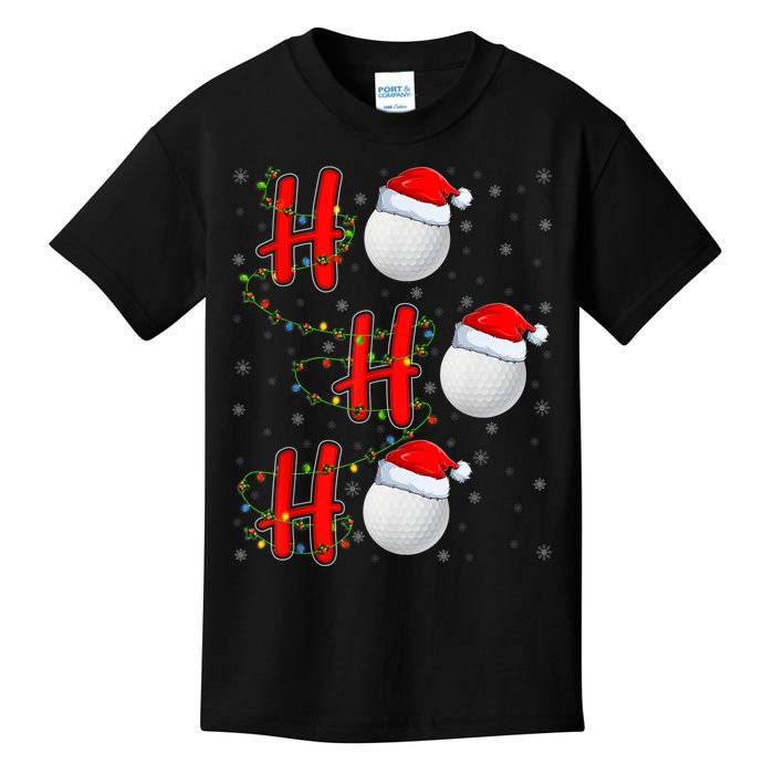 Golf Lighting Xmas Santa Ho Ho Ho Golf Christmas Kids T-Shirt