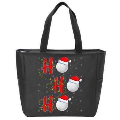 Golf Lighting Xmas Santa Ho Ho Ho Golf Christmas Zip Tote Bag