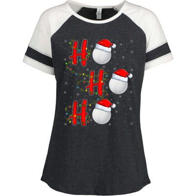 Golf Lighting Xmas Santa Ho Ho Ho Golf Christmas Enza Ladies Jersey Colorblock Tee