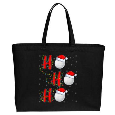 Golf Lighting Xmas Santa Ho Ho Ho Golf Christmas Cotton Canvas Jumbo Tote