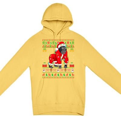 Gorilla Lover Xmas Matching Santa Ugly Gorilla Christmas Gift Premium Pullover Hoodie