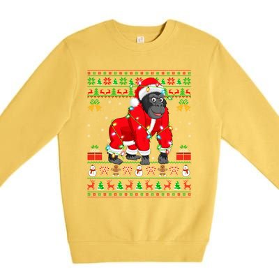 Gorilla Lover Xmas Matching Santa Ugly Gorilla Christmas Gift Premium Crewneck Sweatshirt