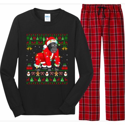 Gorilla Lover Xmas Matching Santa Ugly Gorilla Christmas Gift Long Sleeve Pajama Set