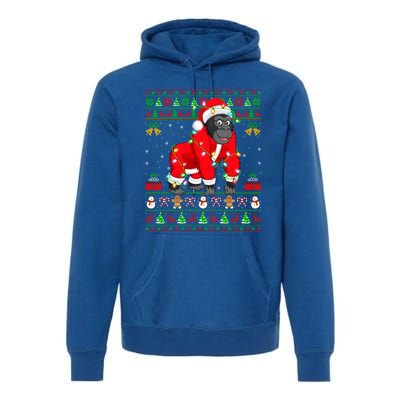 Gorilla Lover Xmas Matching Santa Ugly Gorilla Christmas Gift Premium Hoodie