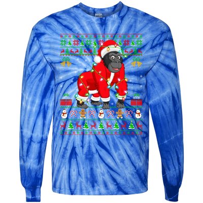 Gorilla Lover Xmas Matching Santa Ugly Gorilla Christmas Gift Tie-Dye Long Sleeve Shirt