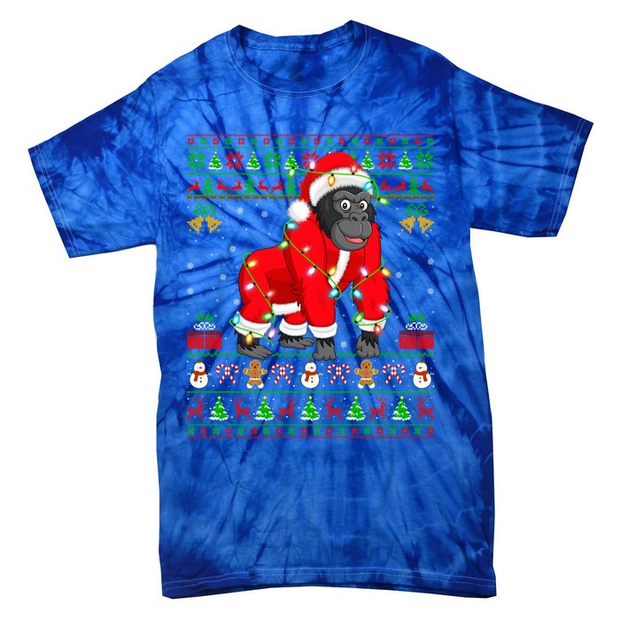 Gorilla Lover Xmas Matching Santa Ugly Gorilla Christmas Gift Tie-Dye T-Shirt