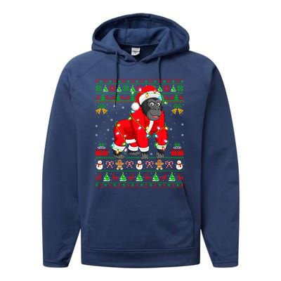 Gorilla Lover Xmas Matching Santa Ugly Gorilla Christmas Gift Performance Fleece Hoodie