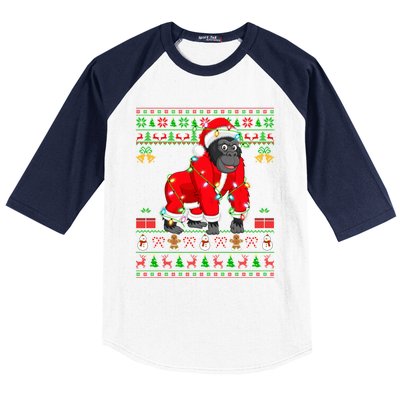 Gorilla Lover Xmas Matching Santa Ugly Gorilla Christmas Gift Baseball Sleeve Shirt