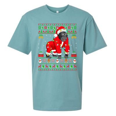 Gorilla Lover Xmas Matching Santa Ugly Gorilla Christmas Gift Sueded Cloud Jersey T-Shirt