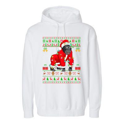 Gorilla Lover Xmas Matching Santa Ugly Gorilla Christmas Gift Garment-Dyed Fleece Hoodie