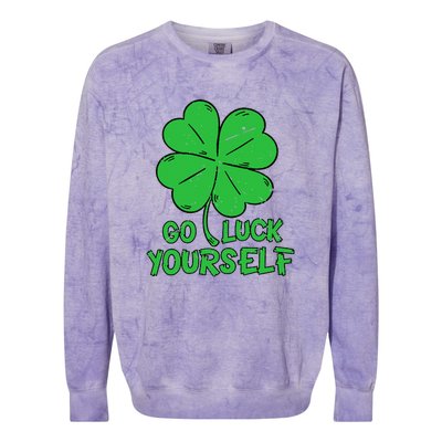 Go Luck Yourself St Patrick's Day Four Leaf Clover Lucky Colorblast Crewneck Sweatshirt