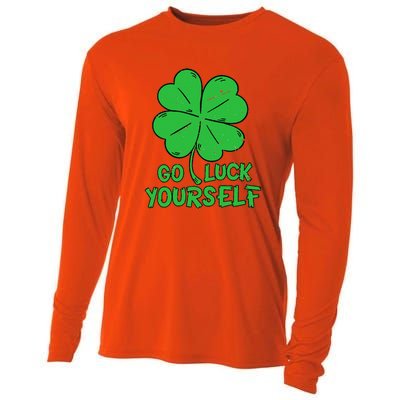 Go Luck Yourself St Patrick's Day Four Leaf Clover Lucky Cooling Performance Long Sleeve Crew