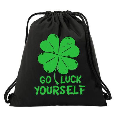 Go Luck Yourself St Patrick's Day Four Leaf Clover Lucky Drawstring Bag