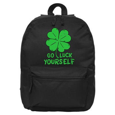 Go Luck Yourself St Patrick's Day Four Leaf Clover Lucky 16 in Basic Backpack