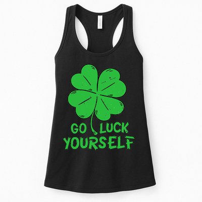 Go Luck Yourself St Patrick's Day Four Leaf Clover Lucky Womens Tank Top