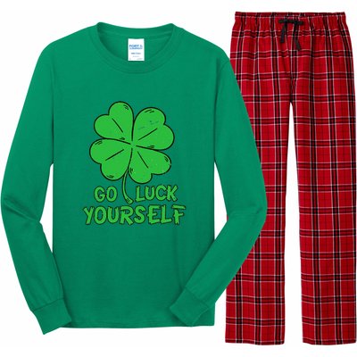 Go Luck Yourself St Patrick's Day Four Leaf Clover Lucky Long Sleeve Pajama Set