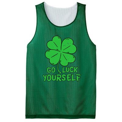 Go Luck Yourself St Patrick's Day Four Leaf Clover Lucky Mesh Reversible Basketball Jersey Tank