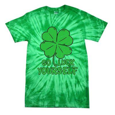 Go Luck Yourself St Patrick's Day Four Leaf Clover Lucky Tie-Dye T-Shirt