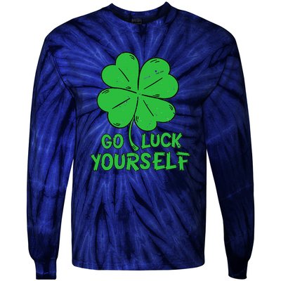 Go Luck Yourself St Patrick's Day Four Leaf Clover Lucky Tie-Dye Long Sleeve Shirt