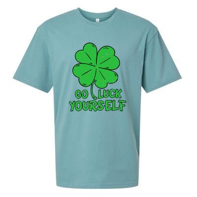 Go Luck Yourself St Patrick's Day Four Leaf Clover Lucky Sueded Cloud Jersey T-Shirt