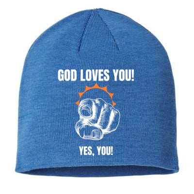 God Loves You Christian Faithful Funny Gift Jesus Religious Halo Gift Sustainable Beanie