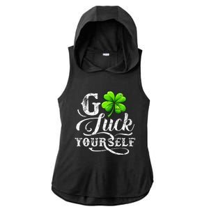 Go Luck Yourself St Patricks Day Lucky Clover Irish Ladies PosiCharge Tri-Blend Wicking Draft Hoodie Tank