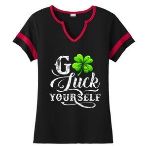 Go Luck Yourself St Patricks Day Lucky Clover Irish Ladies Halftime Notch Neck Tee