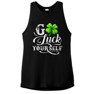 Go Luck Yourself St Patricks Day Lucky Clover Irish Ladies PosiCharge Tri-Blend Wicking Tank