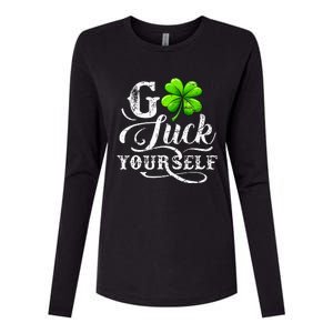 Go Luck Yourself St Patricks Day Lucky Clover Irish Womens Cotton Relaxed Long Sleeve T-Shirt