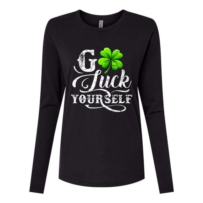 Go Luck Yourself St Patricks Day Lucky Clover Irish Womens Cotton Relaxed Long Sleeve T-Shirt