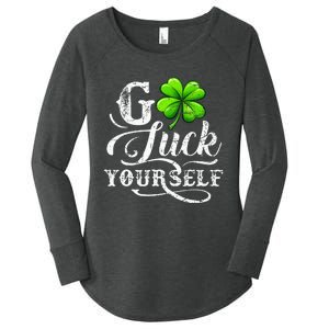 Go Luck Yourself St Patricks Day Lucky Clover Irish Women's Perfect Tri Tunic Long Sleeve Shirt