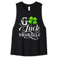 Go Luck Yourself St Patricks Day Lucky Clover Irish Women's Racerback Cropped Tank