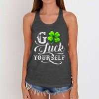 Go Luck Yourself St Patricks Day Lucky Clover Irish Women's Knotted Racerback Tank