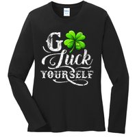 Go Luck Yourself St Patricks Day Lucky Clover Irish Ladies Long Sleeve Shirt