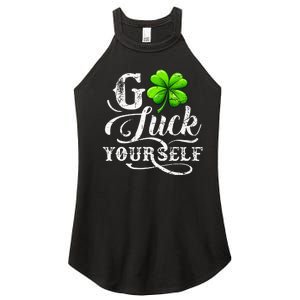 Go Luck Yourself St Patricks Day Lucky Clover Irish Women's Perfect Tri Rocker Tank