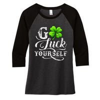 Go Luck Yourself St Patricks Day Lucky Clover Irish Women's Tri-Blend 3/4-Sleeve Raglan Shirt