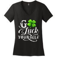 Go Luck Yourself St Patricks Day Lucky Clover Irish Women's V-Neck T-Shirt