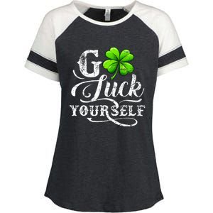 Go Luck Yourself St Patricks Day Lucky Clover Irish Enza Ladies Jersey Colorblock Tee