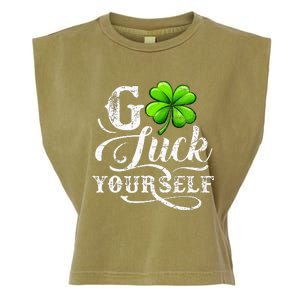 Go Luck Yourself St Patricks Day Lucky Clover Irish Garment-Dyed Women's Muscle Tee