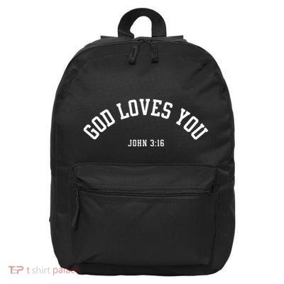 God Loves You John 316 Christian Inspirational 16 in Basic Backpack