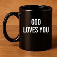 God Loves You 11oz C Handle Ceramic Mug