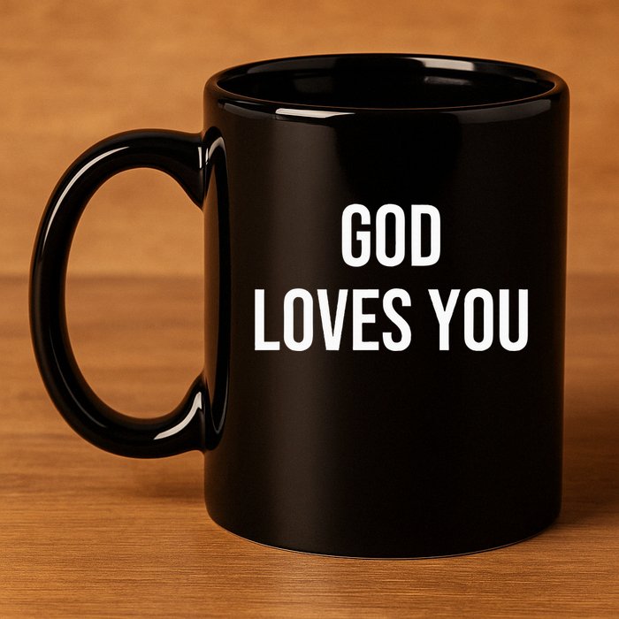 God Loves You 11oz C Handle Ceramic Mug