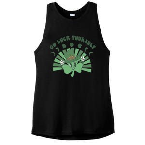 Go Luck Yourself St Patricks Day Lucky Clover Irish Ladies PosiCharge Tri-Blend Wicking Tank