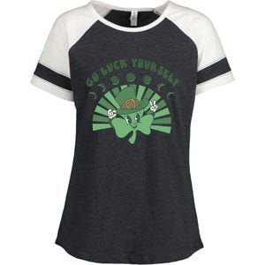 Go Luck Yourself St Patricks Day Lucky Clover Irish Enza Ladies Jersey Colorblock Tee