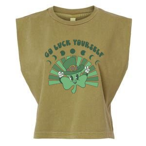 Go Luck Yourself St Patricks Day Lucky Clover Irish Garment-Dyed Women's Muscle Tee