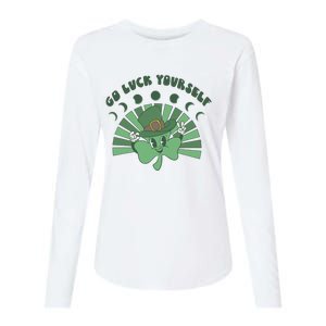 Go Luck Yourself St Patricks Day Lucky Clover Irish Womens Cotton Relaxed Long Sleeve T-Shirt