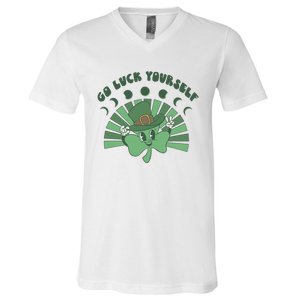 Go Luck Yourself St Patricks Day Lucky Clover Irish V-Neck T-Shirt