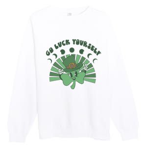 Go Luck Yourself St Patricks Day Lucky Clover Irish Premium Crewneck Sweatshirt