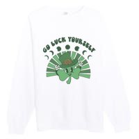 Go Luck Yourself St Patricks Day Lucky Clover Irish Premium Crewneck Sweatshirt