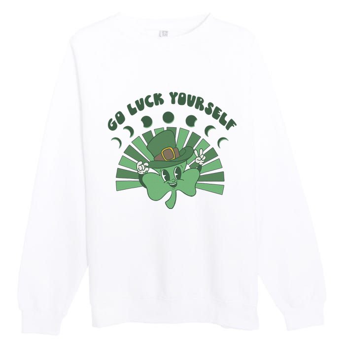 Go Luck Yourself St Patricks Day Lucky Clover Irish Premium Crewneck Sweatshirt